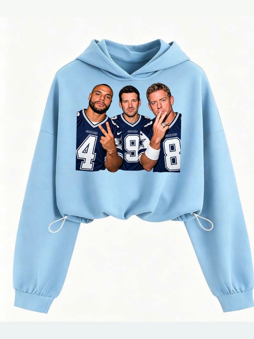Light Blue Women Hoodie Sweatshirt with Graphic Print